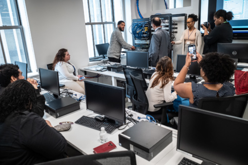 Guests attended tech demonstrations in Per Scholas Newark's state of the art classrooms at the grand opening celebration in 2019.