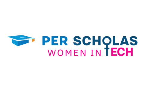 women in tech logo in blue and pink