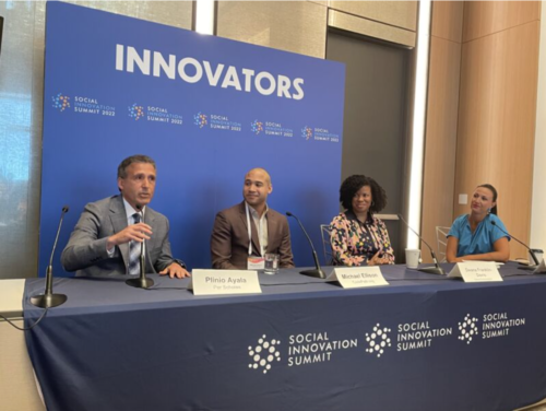 Plinio Ayala, with fellow speakers, at the Social Innovation Summit